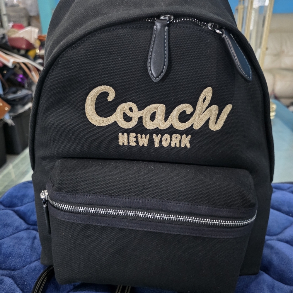 New Coach Black and Gold Backpack